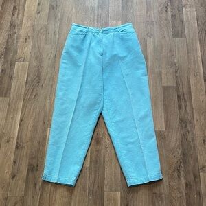 Talbots Light Blue Linen Cotton High Waisted Trousers Size Small